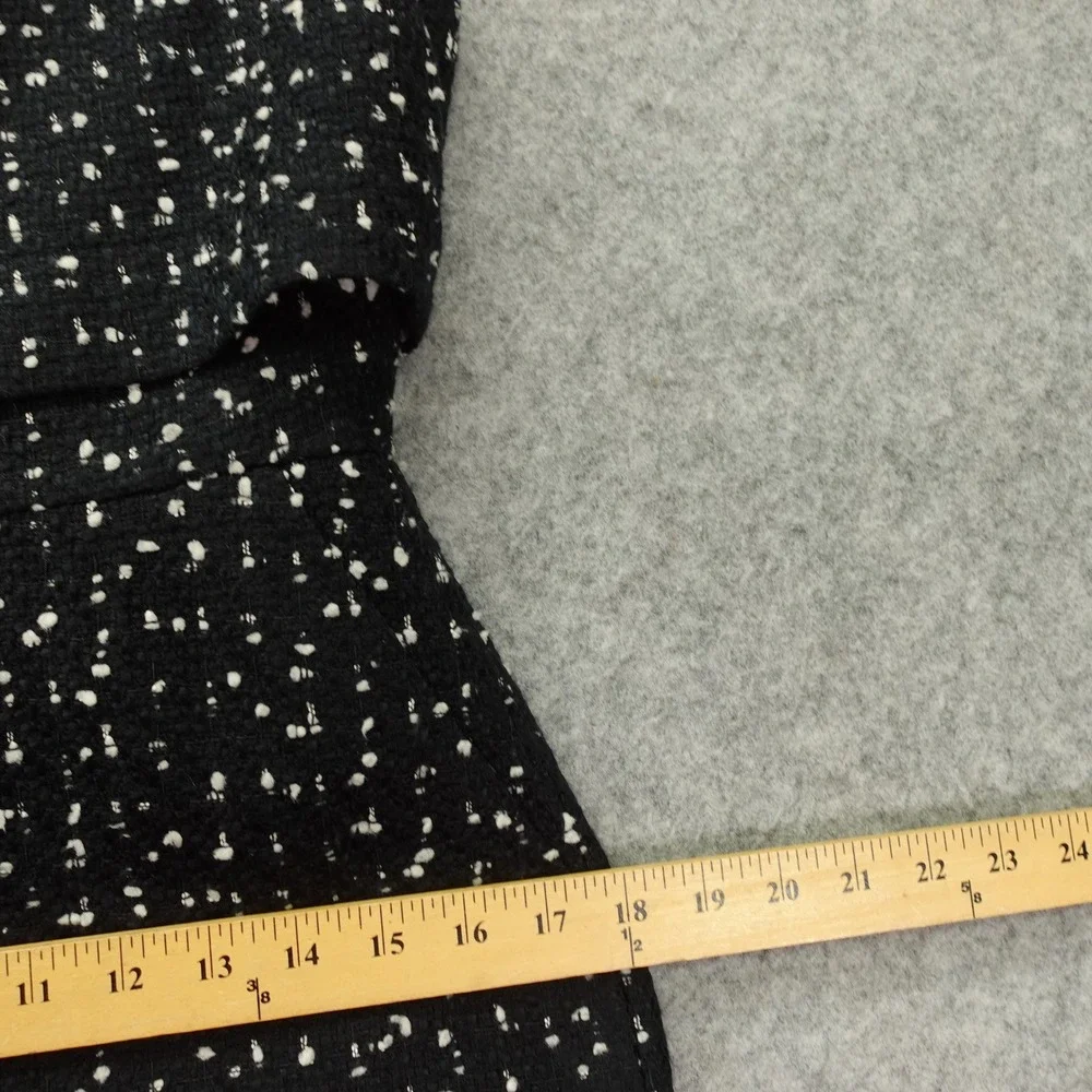 J Crew Black Boucle Tweed Dress S White Fleck Cap Sleeve Old Money Office Siren